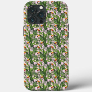 Funda Para iPhone 13 Pro Max Exótico follaje de la selva de aves tropicales