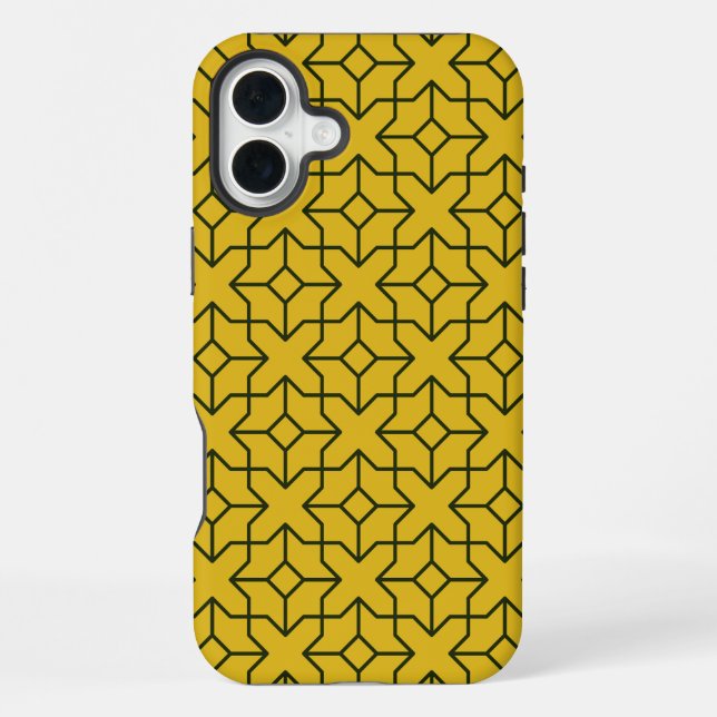 Funda Para iPhone Explora un patrón geométrico amarillo simétrico (Reverso )