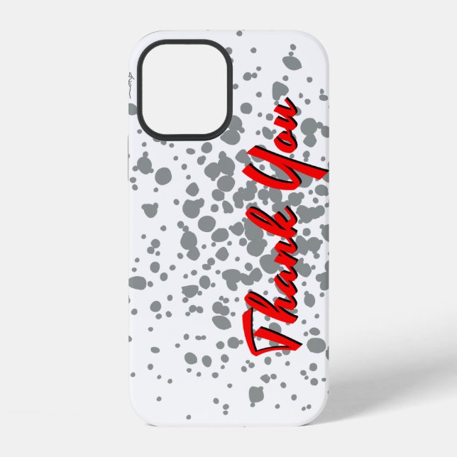 Funda Para iPhone Explosión de acuarela gris chic con puntos de text (Reverso )