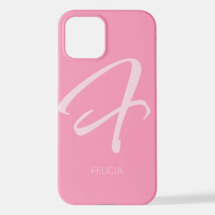 Funda Para iPhone 12 F Monograma rosa personalizado