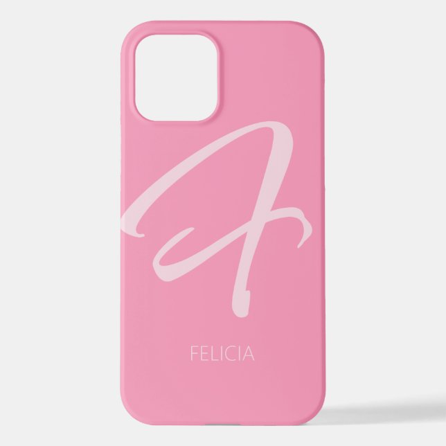 Funda Para iPhone F Monograma rosa personalizado (Reverso )