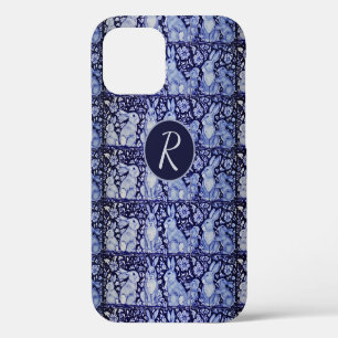 Funda Para iPhone 12 Familia de Conejo Azul  Floral Delft Dedham Monogr