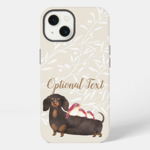 Familia de Dachshund y pájaros