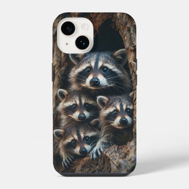 Funda Para iPhone Familia de mapaches  (Reverso )