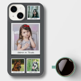 Funda Para iPhone 14 Familia Recuerdos 4 foto Collage Gray