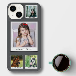 Funda Para iPhone 14 Familia Recuerdos 4 foto Collage Gray