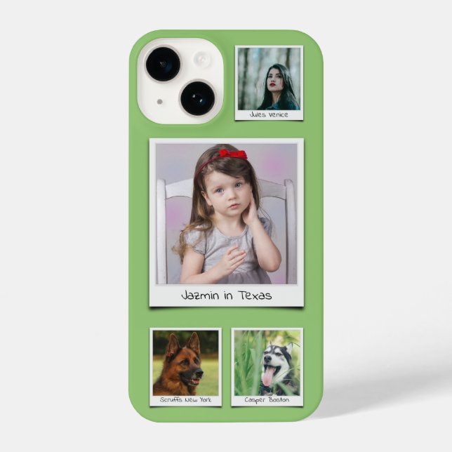 Funda Para iPhone Familia Recuerdos 4 foto Collage Pistachio Green (Reverso )
