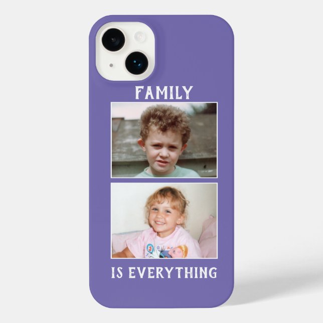 Funda Para iPhone Family is everything 2 photos of your kids purple (Reverso )