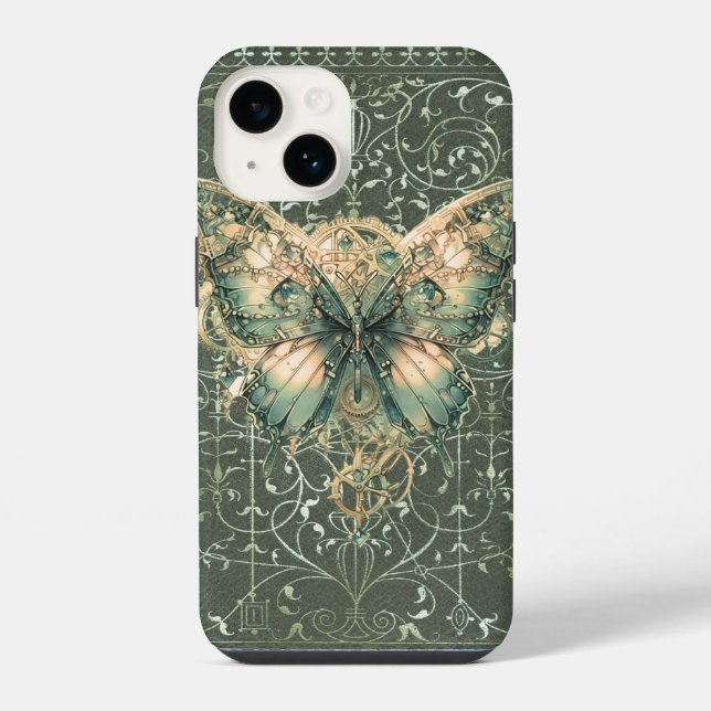Funda Para iPhone Fancy Green Steampunk Butterfly (Reverso )