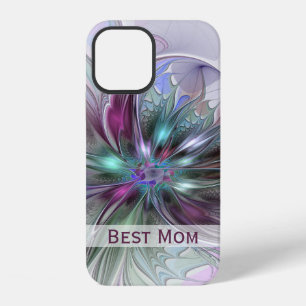 Funda Para iPhone 12 Fantasía abstracta floral fractal colorida Mejor m