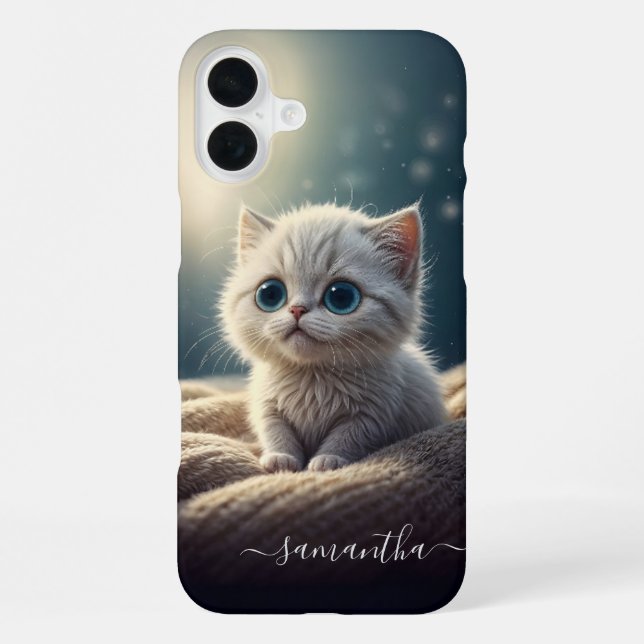 Funda Para iPhone Fantasía aburre a un bebé gato gatito personalizad (Reverso )