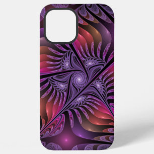 Funda Para iPhone 12 Pro Max Fantasía colorida Resumen Trippy Purple Fractal