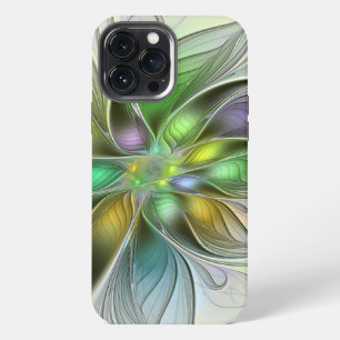 Funda Para iPhone 13 Pro Max Fantasia de Flor Colorida Moderna Abstracta Fracta