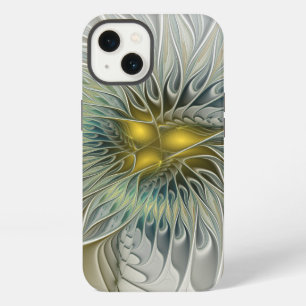 Fantasía de flor de plata dorada arte fractal abst