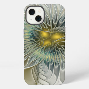 Fantasía de flor de plata dorada arte fractal abst