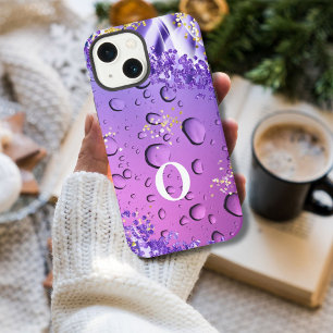 Funda Para iPhone 13 Mini Fantasia de gotas de agua de mármol morado lila el