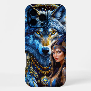 Funda Para iPhone 16 Pro Max Fantasía de Lobo y Mujer