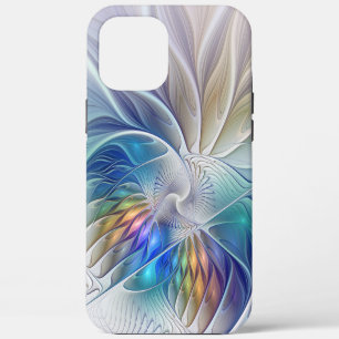 Funda Para iPhone 12 Pro Max Fantasía floral, flor fractal abstracta colorida