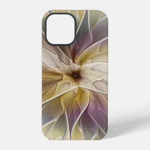 Funda Para iPhone 12 Pro Fantasía floral oro berenjena arte fractal abstrac