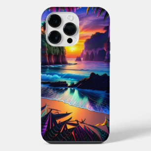 Funda Para iPhone 14 Pro Max Fantasía Playa Tropical Tres