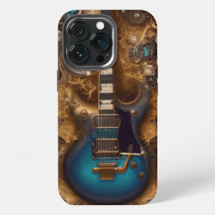 Funda Para iPhone 13 Pro Fantasía Steampunk Vintage Guitarra Azul Acuarela