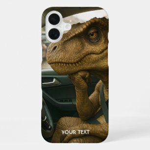 Funda Para iPhone 16 Plus Fantástico Coche Dirigido por Dinosaurio Lindo