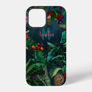 Funda Para iPhone 12 Fantástico Monograma de la selva tropical nocturna