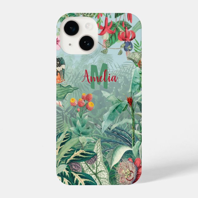 Funda Para iPhone Fantástico Monograma tropical Fabuloso (Reverso )