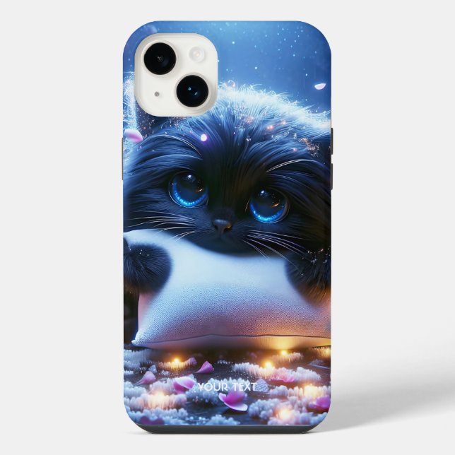 Funda Para iPhone Fantasy Cute Kitten Abrazando almohada (Reverso)