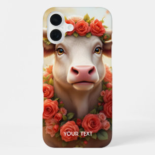 Funda Para iPhone 16 Plus Fantasy Cute Lovely Cow Rosas