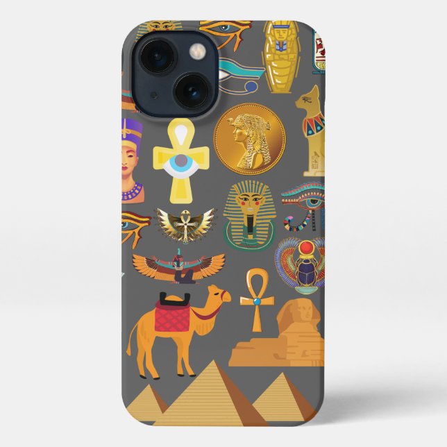 Funda Para iPhone Faraón de patrón de símbolo jeroglífico egipcio (Reverso )