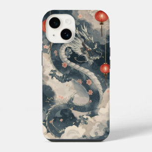 Funda Para iPhone 14 Faroles Dragón Chino Azul