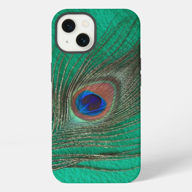 Funda Para iPhone Feather Green Peacock (Reverso )