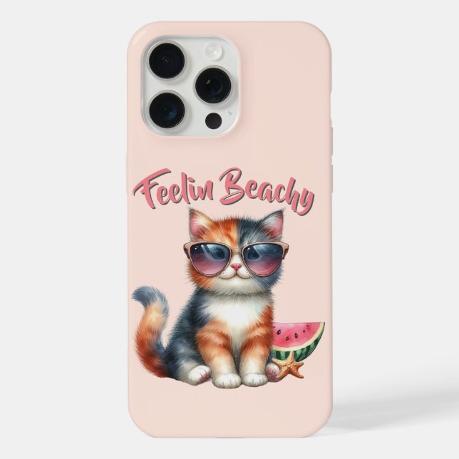 Funda Para iPhone Feelin' Beachy Cat Purfect Vibes (Reverso )