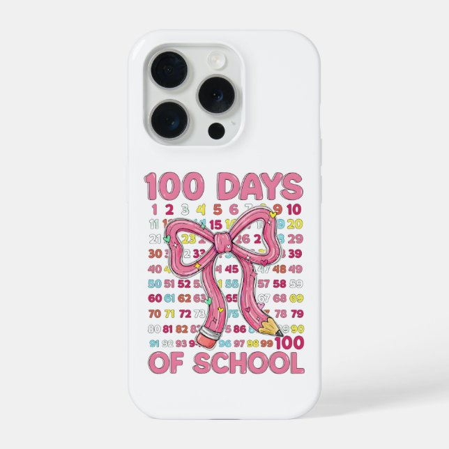 Funda Para iPhone Feliz 100 Días de Escuela Lazo Rosa (Reverso )