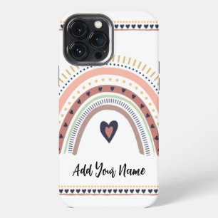 Funda Para iPhone 13 Pro Max Feliz Boho Arcoíris Moderno Minimalista Chic