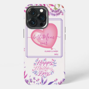 Funda Para iPhone 13 Pro Feliz Día de la Madre acuarela brillante floral li
