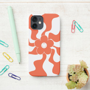 Funda Para iPhone 12 Mini Feliz diatriba retro en Naranja y blanco