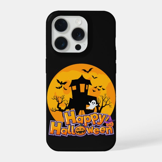 Funda Para iPhone Feliz Halloween Hauned House Moon (Reverso )