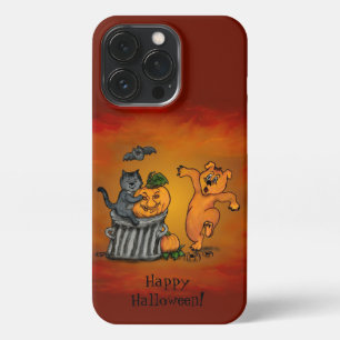 Funda Para iPhone 13 Pro ¡Feliz Halloween! Perro de gato y araña