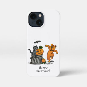 Funda Para iPhone 13 Mini ¡Feliz Halloween! Perro de gato y araña