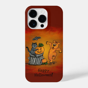 Funda Para iPhone 14 Pro ¡Feliz Halloween! Perro de gato y araña