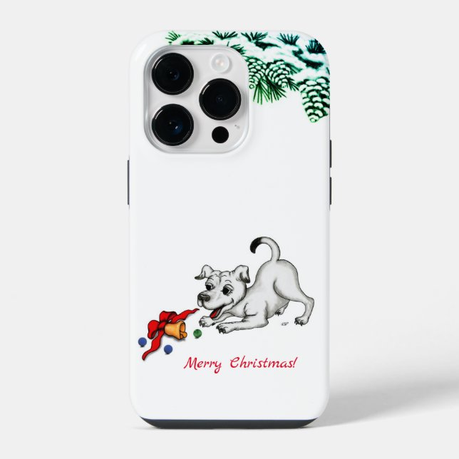 Funda Para iPhone ¡Feliz Navidad! Cachorro con Campana y Bola (Reverso )