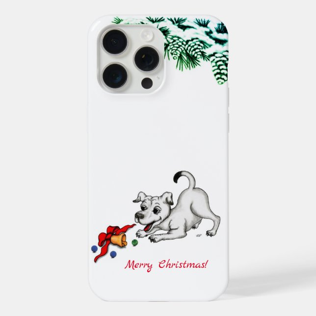 Funda Para iPhone ¡Feliz Navidad! Cachorro con Campana y Bola (Reverso )