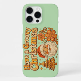 Funda Para iPhone 16 Pro Max Feliz Navidad Groovy Camiseta Retro de Santa