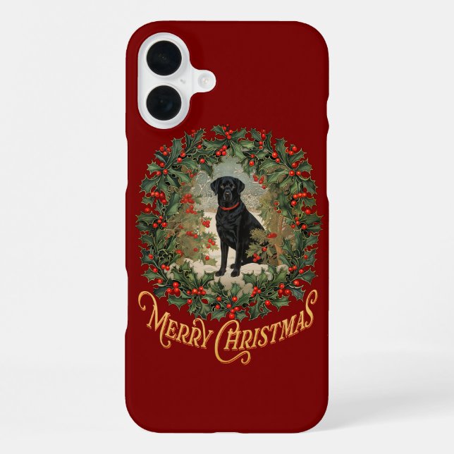 Funda Para iPhone Feliz Navidad Labrador Retriever (Reverso )