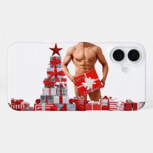 Funda Para iPhone 16 Plus Feliz Navidad SlipperyJoe regalo rojo blanco plate