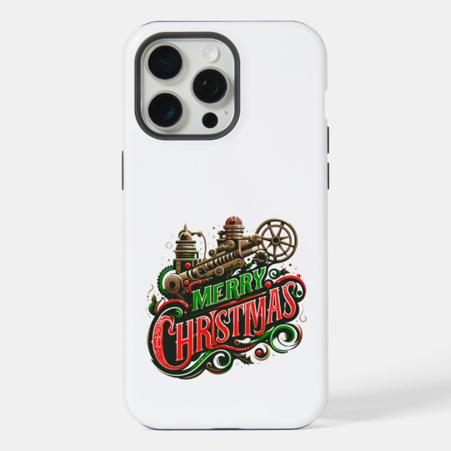 Funda Para iPhone Feliz Navidad Steampunk (Reverso )