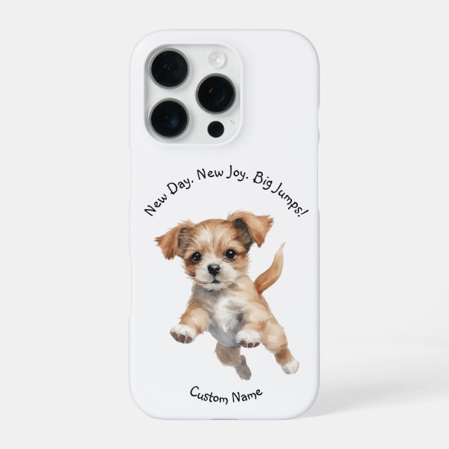 Funda Para iPhone Feliz Salto de Arte de Perro - Feliz (Reverso)