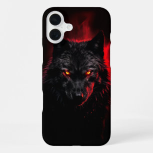 Funda Para iPhone 16 Plus Fenrir - Lobo Negro con Ojos Rojos